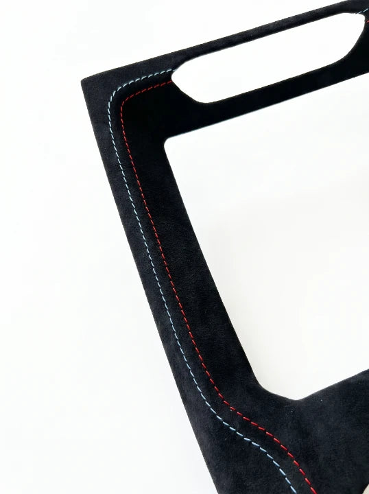 Leather gear selector trim cover for BMW X3 G01 interior, designed to fit over original console and improve durability and appearance